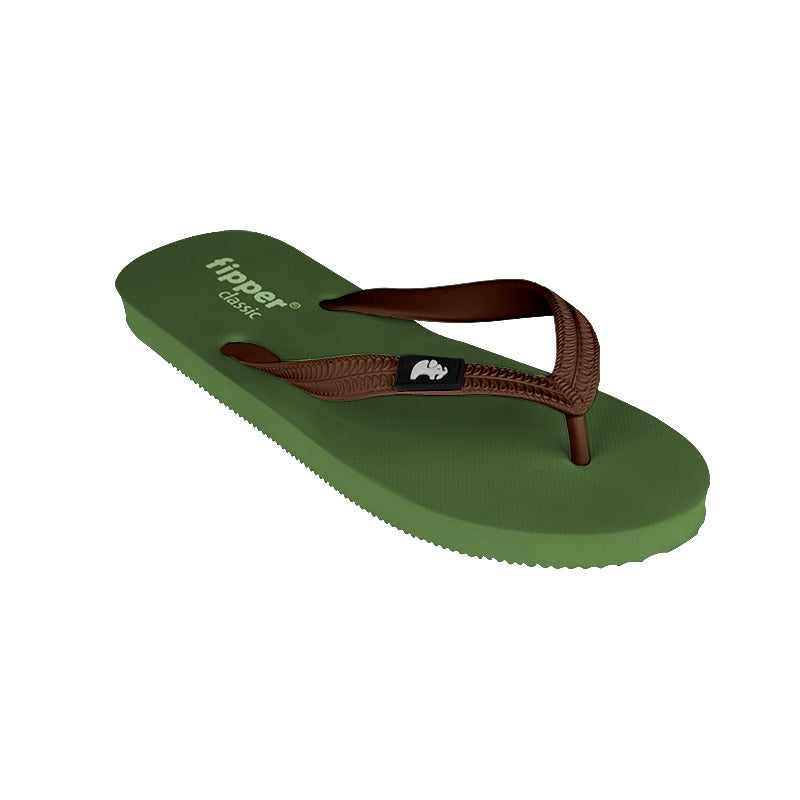 Fipper Classic Green Army Brown Bold Fipper Slipper Indonesia