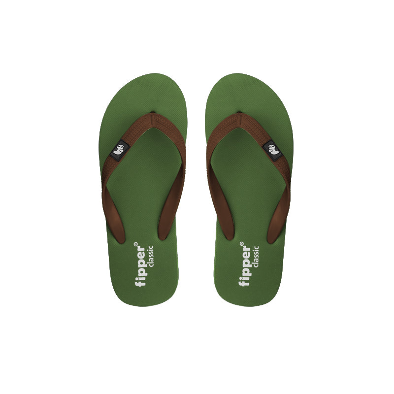 Fipper Classic Green Army Brown Bold Fipper Slipper Indonesia